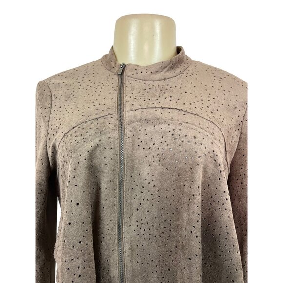 BCBGMAXAZRIA Womens Brown Crop Jacket With Zipper Closure Size S - Picture 4 of 7